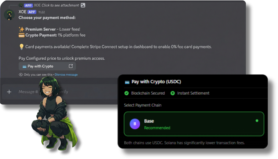 XOE Discord bot automatically assigning paid roles after crypto payment